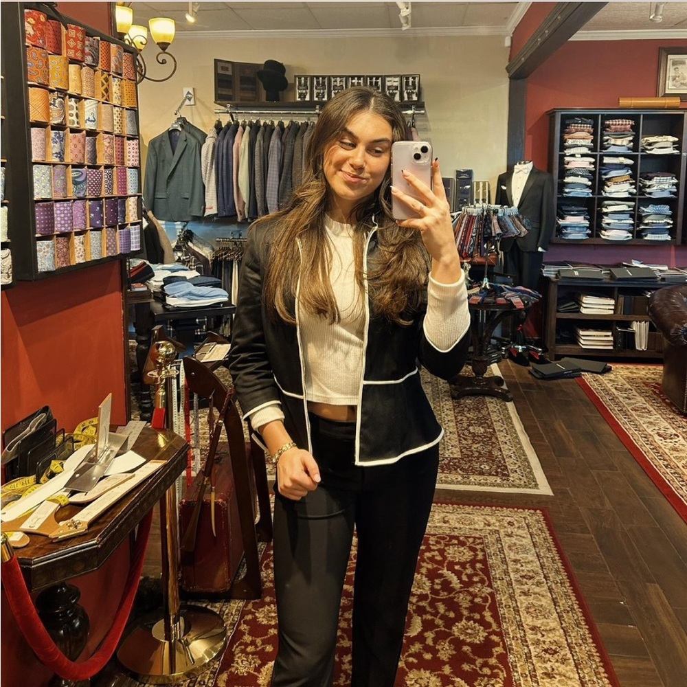 white house black market black and white jacket